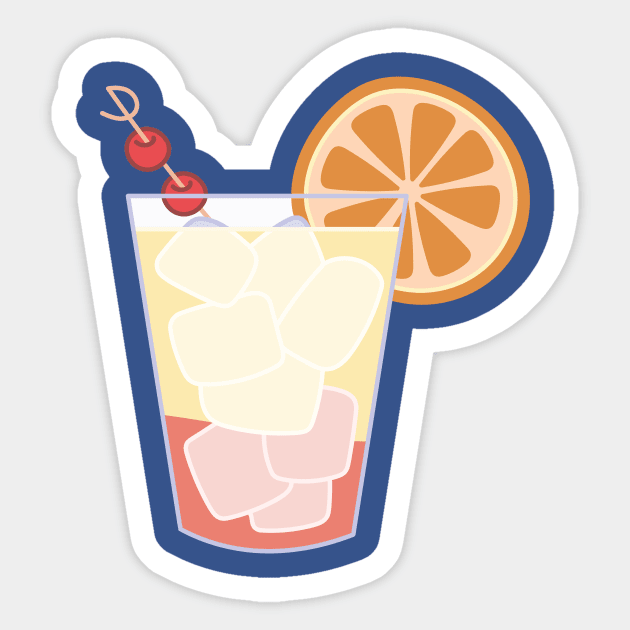 Tequila Sunrise Cocktail Sticker by Vintage White Rose Bouquets